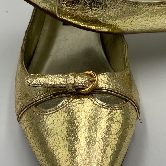 Used Crackled Gold Steve Madden Luxe Flats - Picture 7 of 15
